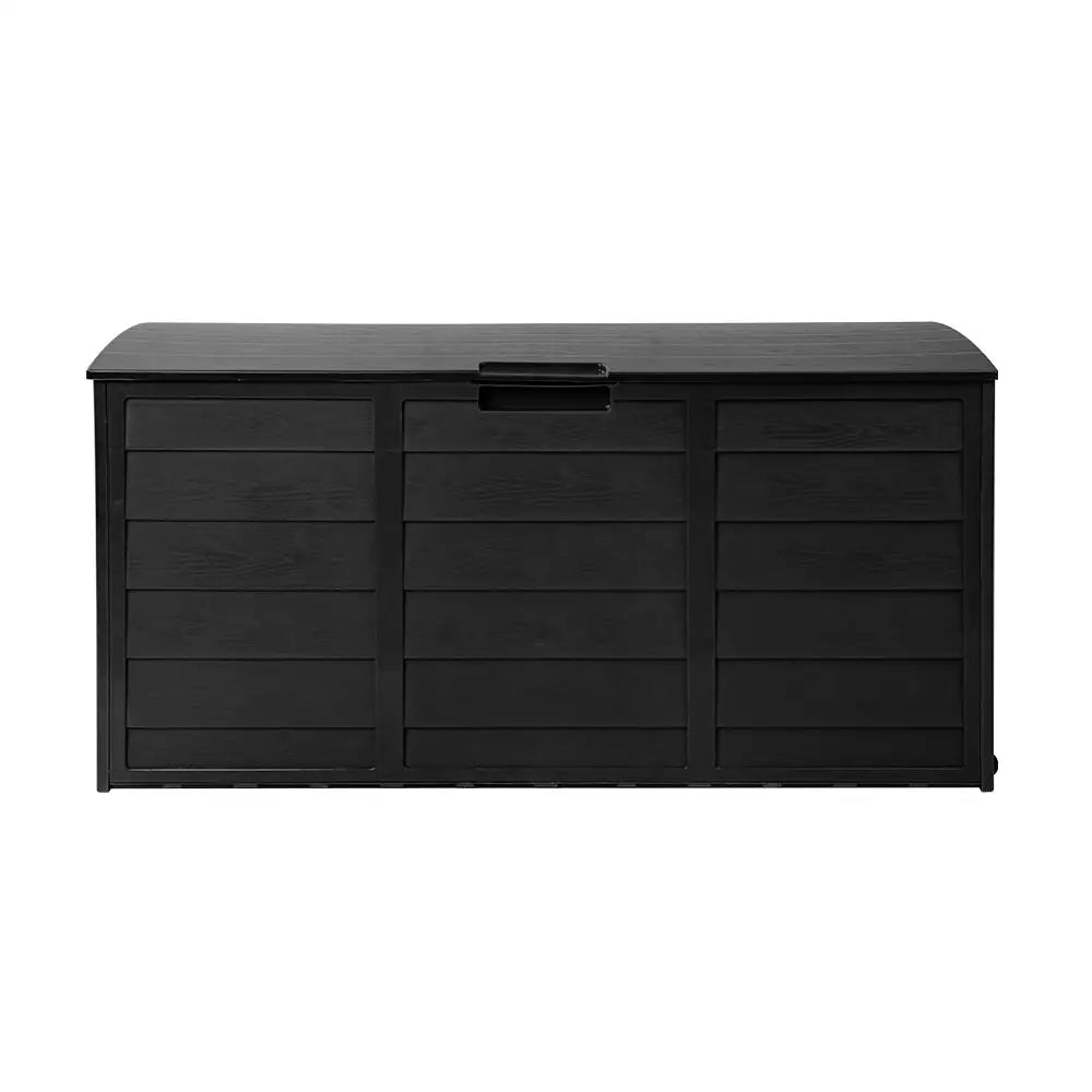 Gardeon Outdoor Storage Box 290L Lockable Organiser Garden Deck Shed All Black - Home & Garden > Storage