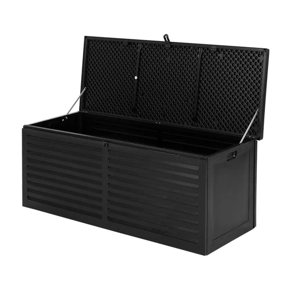 Gardeon Outdoor Storage Box 390L Container Lockable Garden Bench Shed Tools Toy All Black - Home & Garden > Storage