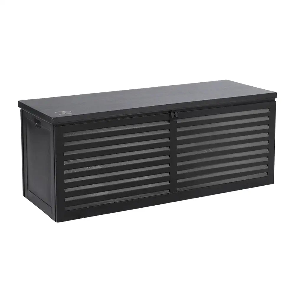 Gardeon Outdoor Storage Box 390L Container Lockable Garden Bench Shed Tools Toy All Black - Home & Garden > Storage