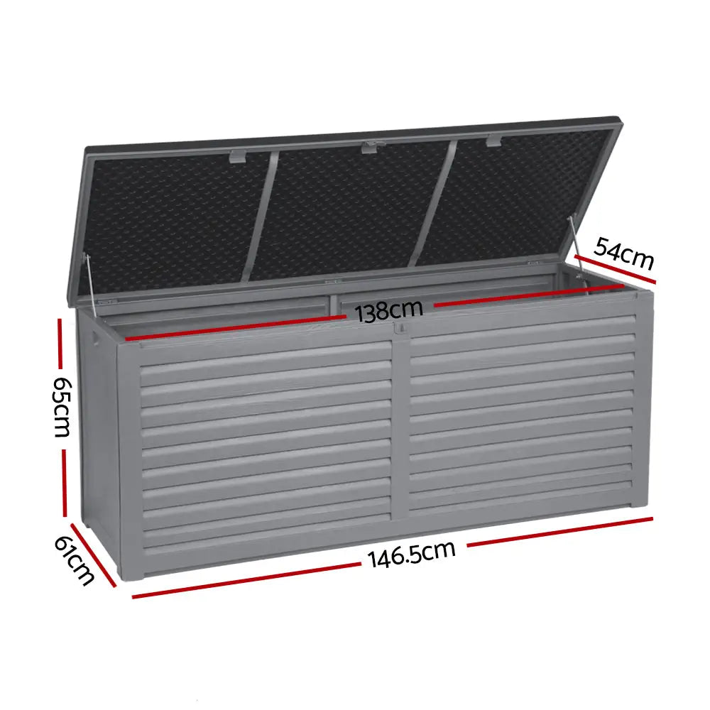 Gardeon Outdoor Storage Box 490L Container Lockable Garden Bench Tools Toy Shed Black - Home & Garden > Storage