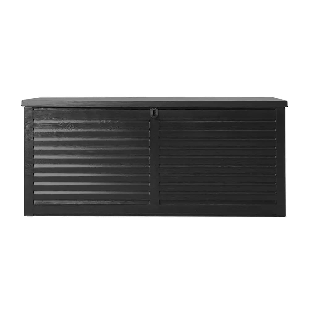 Gardeon Outdoor Storage Box 490L Container Lockable Garden Bench Shed Tools Toy All Black - Home & Garden > Storage