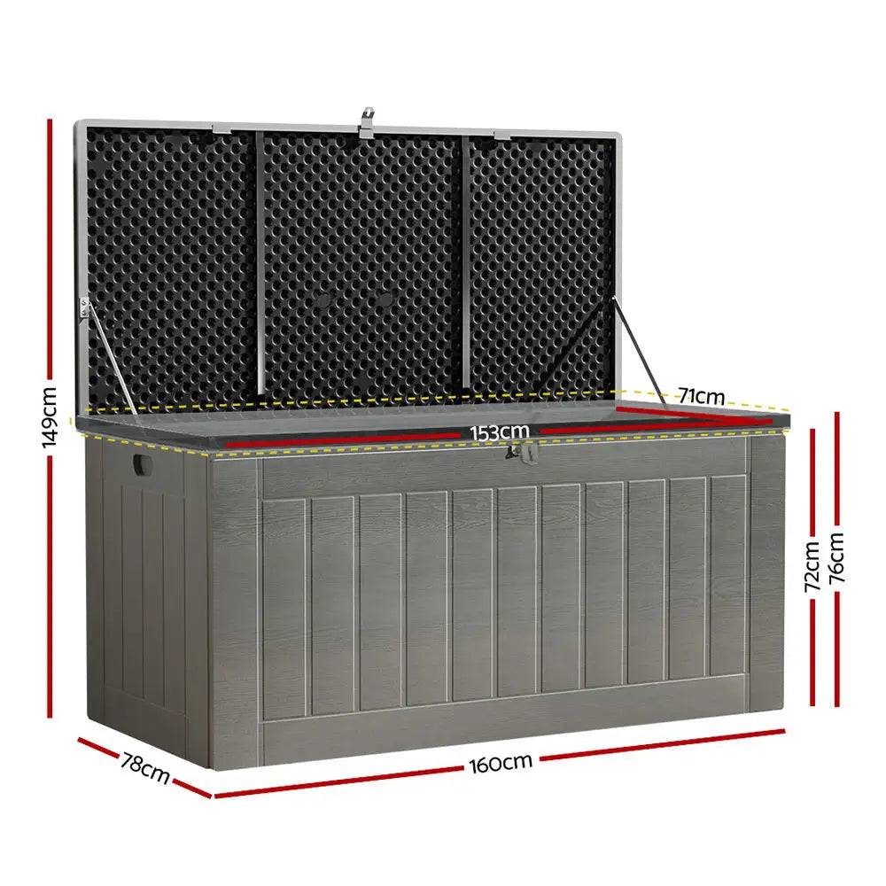 Gardeon Outdoor Storage Box 830L Container Lockable Garden Bench Tool Shed Black - Home & Garden > Storage