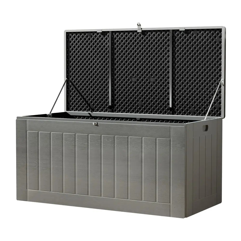 Gardeon Outdoor Storage Box 830L Container Lockable Garden Bench Tool Shed Black - Home & Garden > Storage