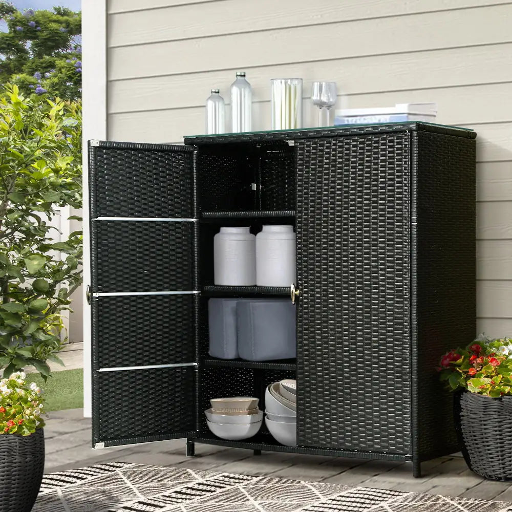 Gardeon Outdoor Storage Box Garage Wicker Shelf Chest Garden Shed Tools - Home & Garden > Storage