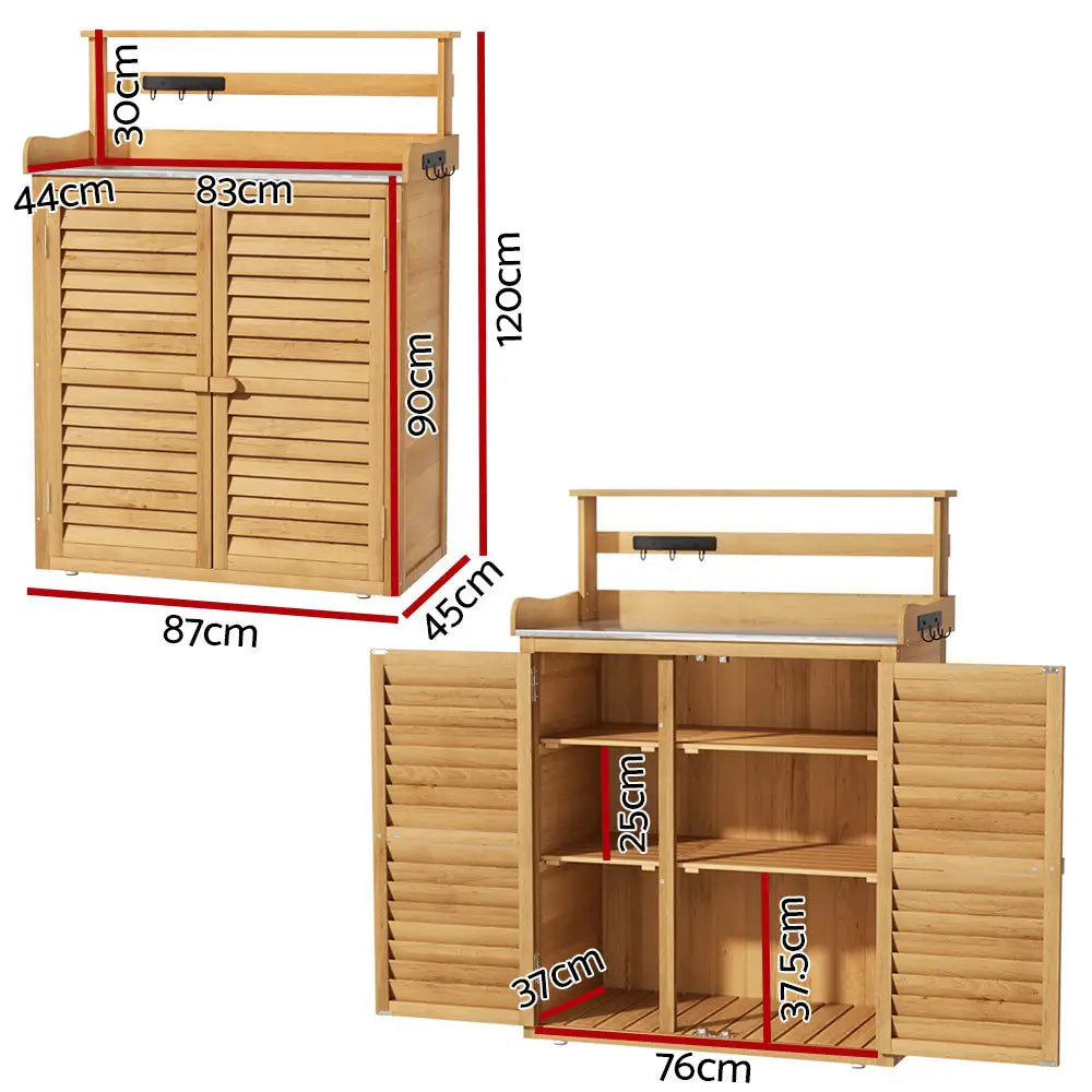 Gardeon Outdoor Storage Box Potting Bench Table Shelf Chest Garden Shed - Home & Garden > Storage
