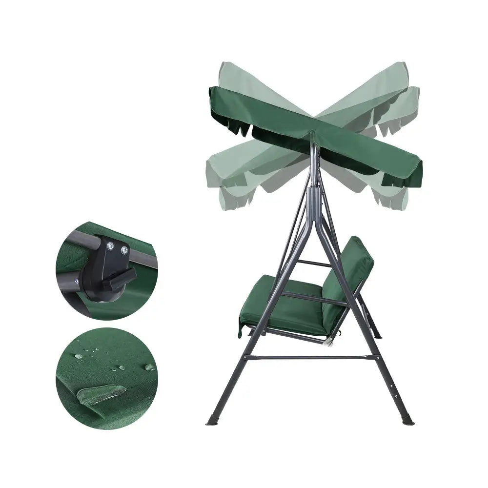 Gardeon Outdoor Swing Chair Garden Bench Furniture Canopy 3 Seater Green - Furniture > Outdoor