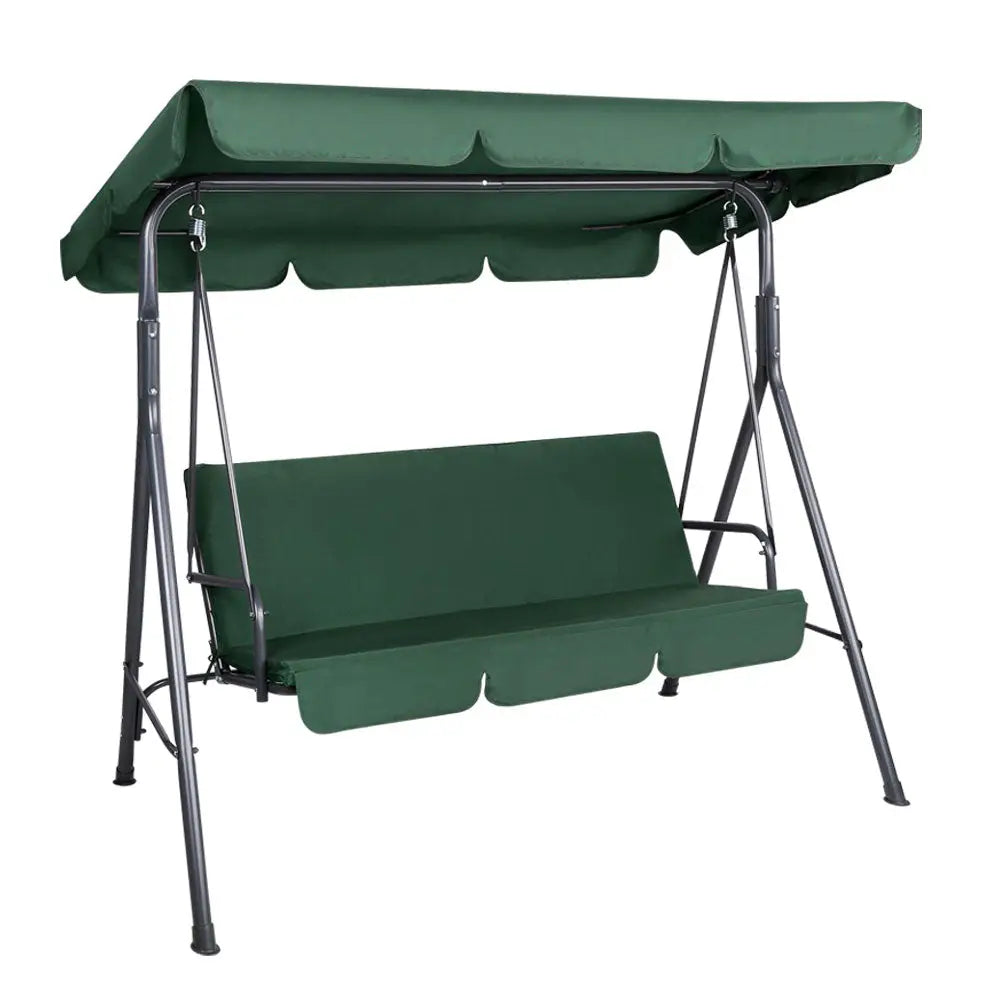 Gardeon Outdoor Swing Chair Garden Bench Furniture Canopy 3 Seater Green - Furniture > Outdoor
