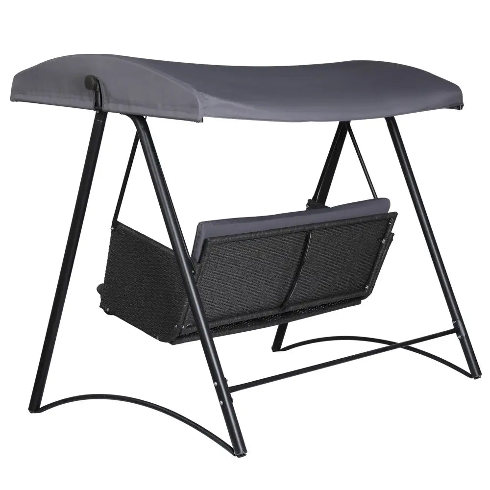 Gardeon Outdoor Swing Chair Garden Bench Furniture Canopy 3 Seater Rattan Grey - Furniture > Outdoor