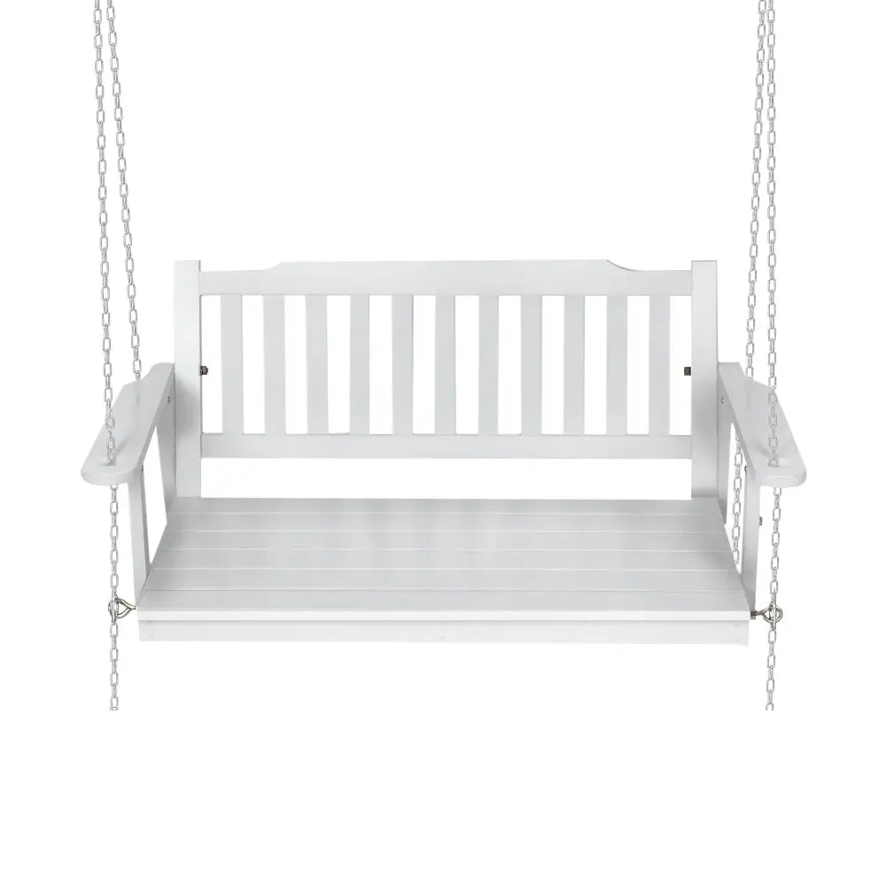 Gardeon Porch Swing Chair with Chain Garden Bench Outdoor Furniture Wooden White - Furniture > Outdoor
