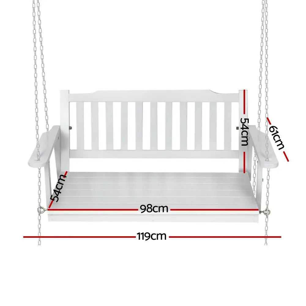 Gardeon Porch Swing Chair with Chain Garden Bench Outdoor Furniture Wooden White - Furniture > Outdoor