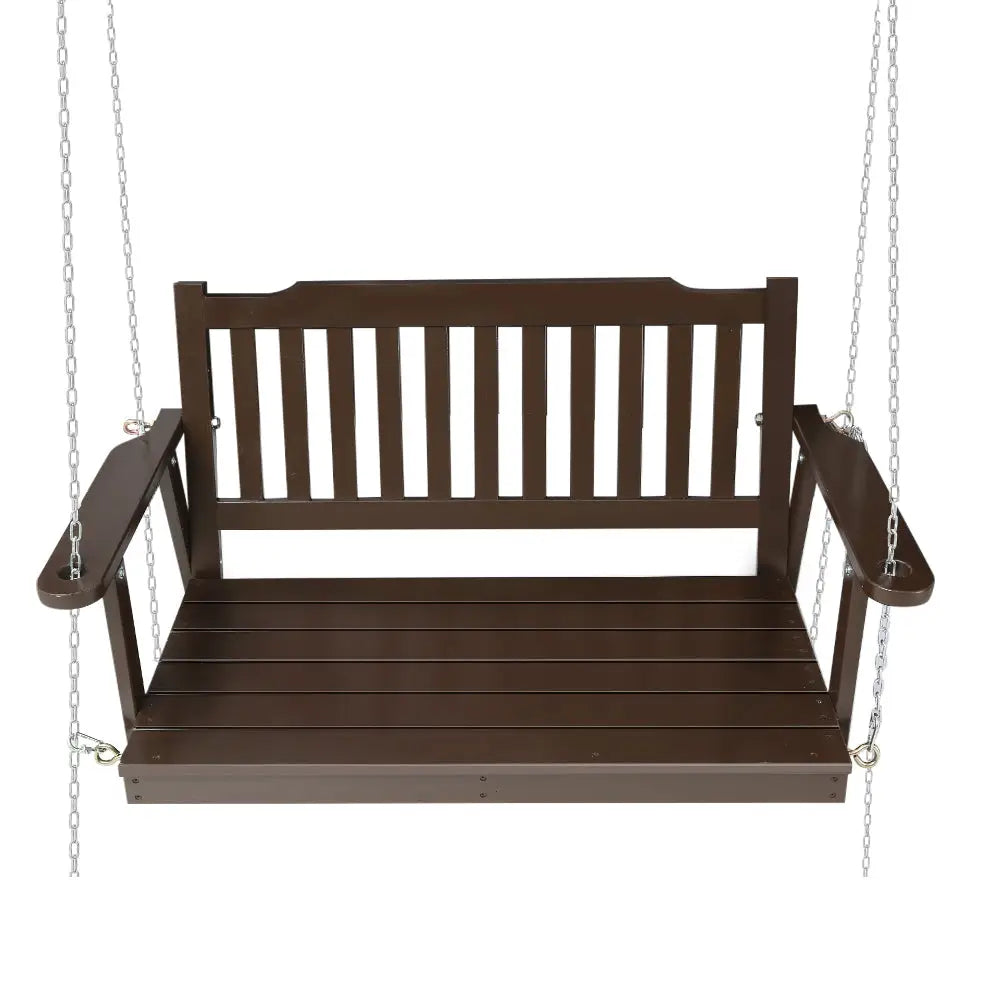 Gardeon Porch Swing Chair with Chain Garden Bench Outdoor Furniture Wooden Brown - Furniture > Outdoor