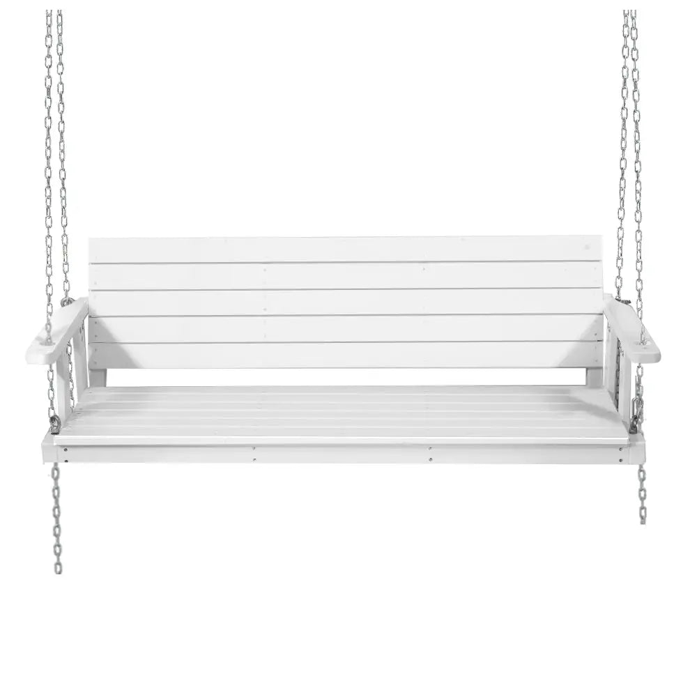 Gardeon Porch Swing Chair with Chain Outdoor Furniture 3 Seater Bench Wooden White - Furniture > Outdoor