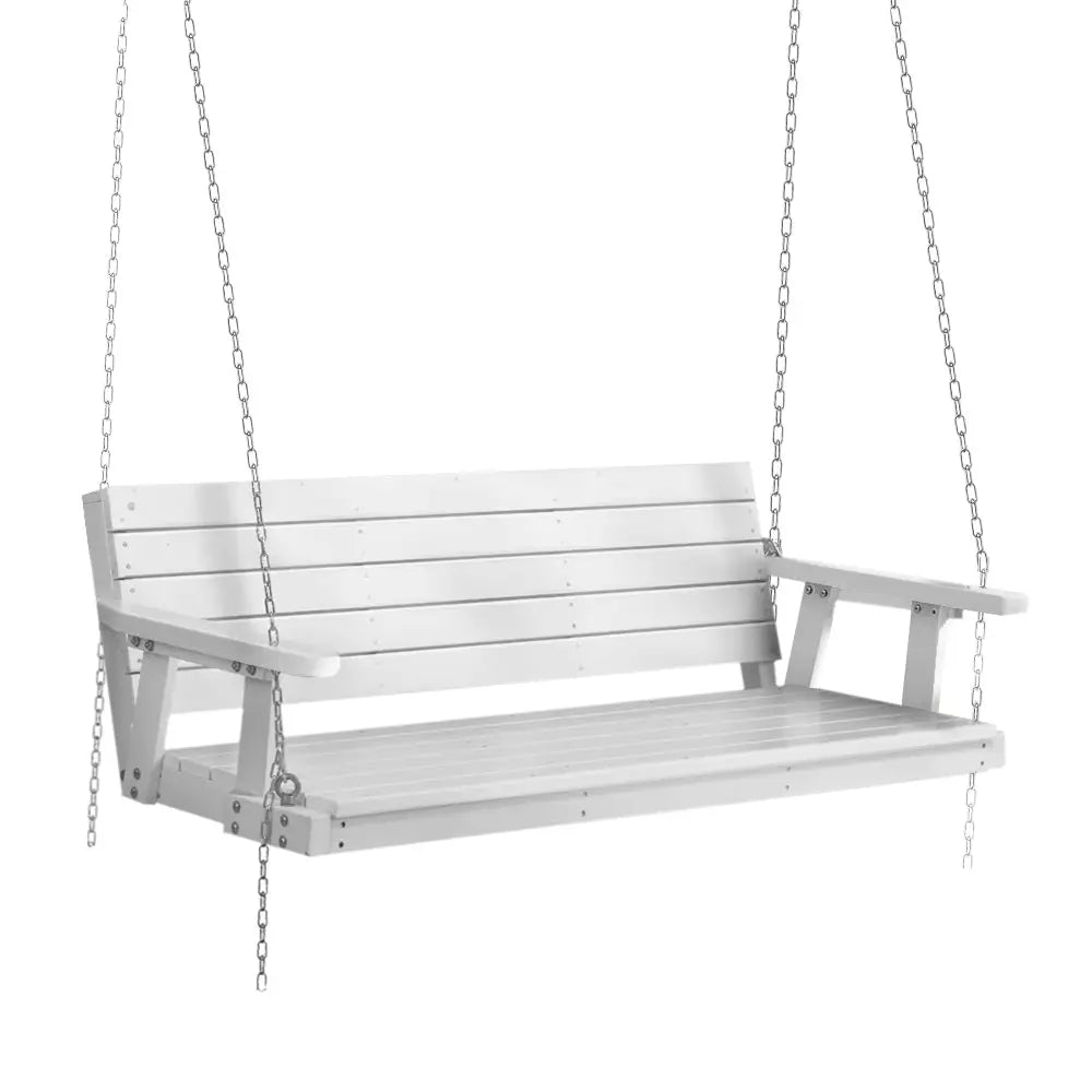 Gardeon Porch Swing Chair with Chain Outdoor Furniture 3 Seater Bench Wooden White - Furniture > Outdoor