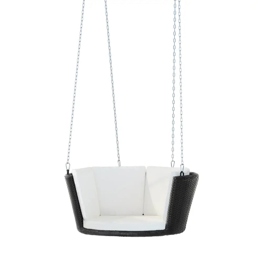 Gardeon Rattan Porch Swing Chair With Chain Cushion Outdoor Furniture Black - Home & Garden > Hammocks