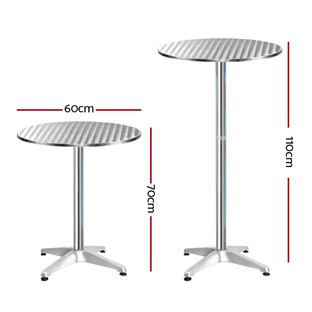 Gardeon Set of 2 Outdoor Bar Table Aluminium Round 70/110CM - Furniture > Outdoor