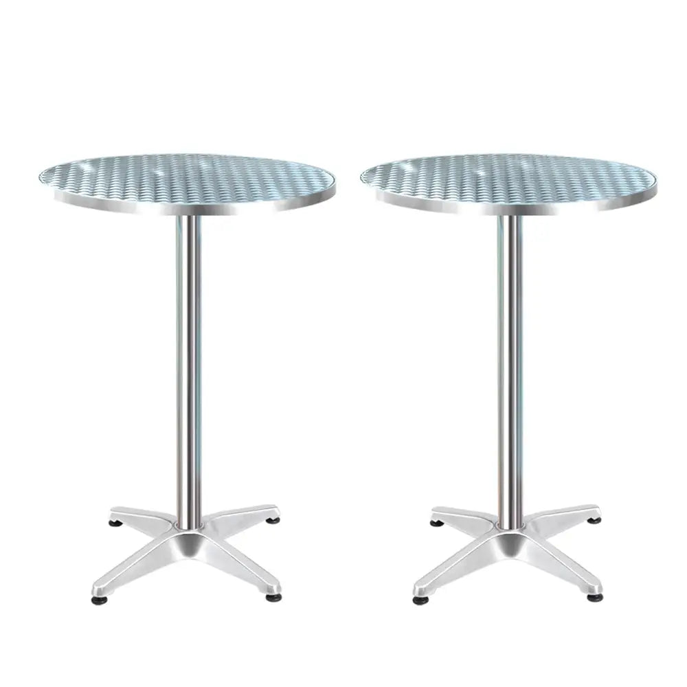 Gardeon Set of 2 Outdoor Bar Table Aluminium Round 70/110CM - Furniture > Outdoor