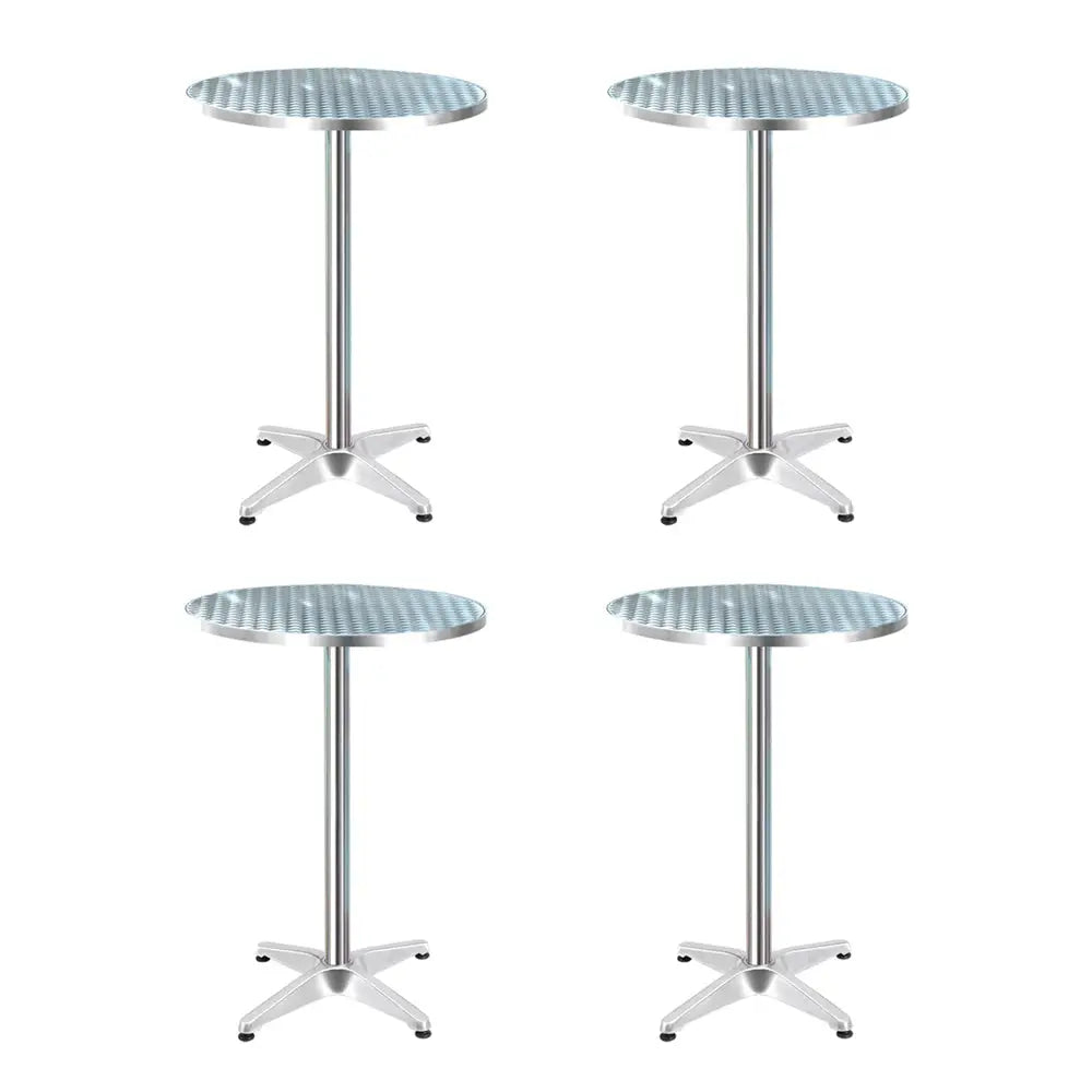 Gardeon Set of 4 Outdoor Bar Table Aluminium Round 70/110CM - Furniture > Outdoor