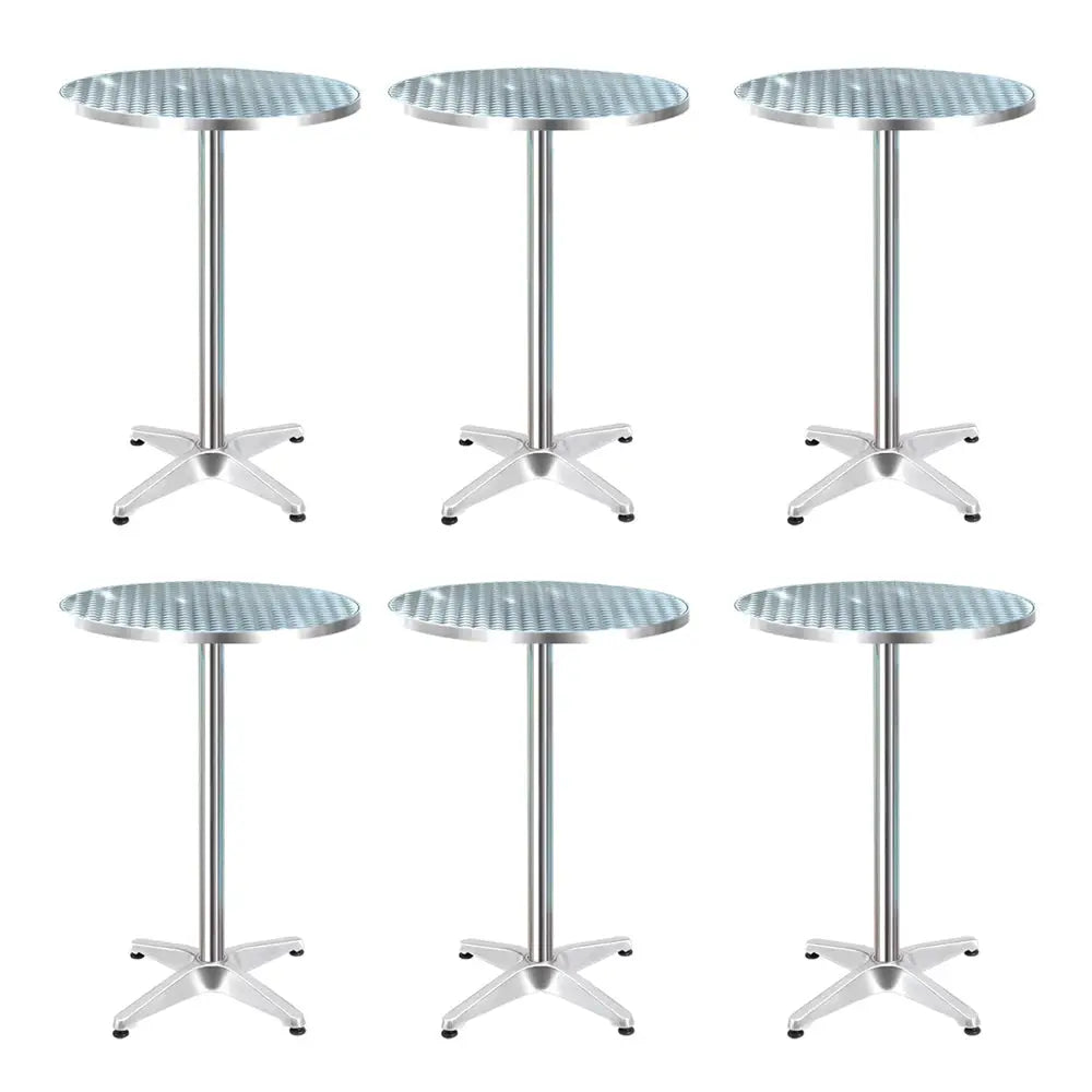Gardeon Set of 6 Outdoor Bar Table Aluminium Round 70/110CM - Furniture > Outdoor