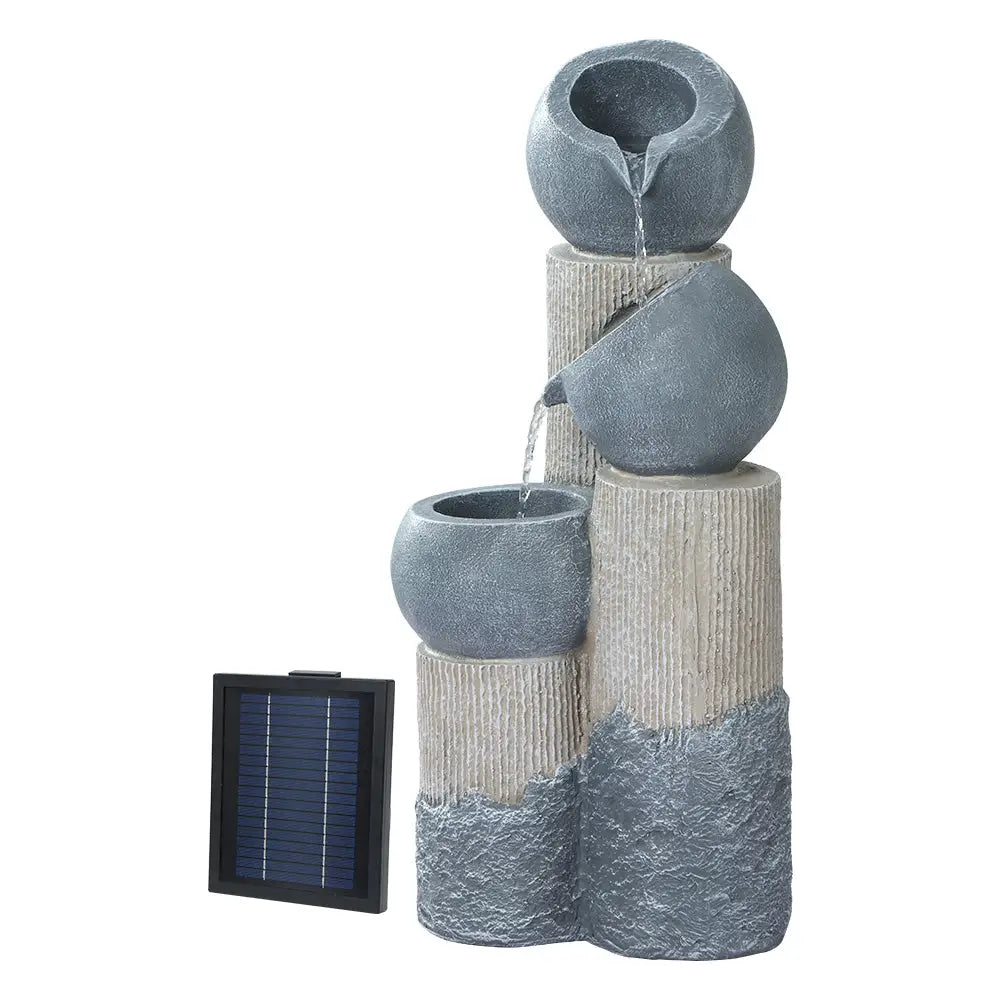 Gardeon Solar Water Feature with LED Lights 3 Tiers 76cm - Home & Garden > Fountains
