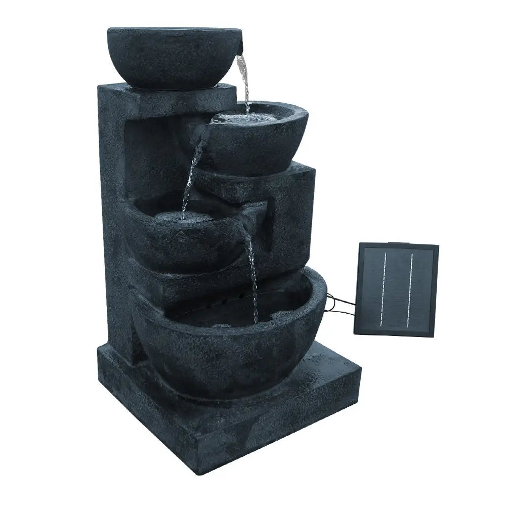 Gardeon Solar Water Feature with LED Lights 4-Tier Blue 72cm - Home & Garden > Fountains