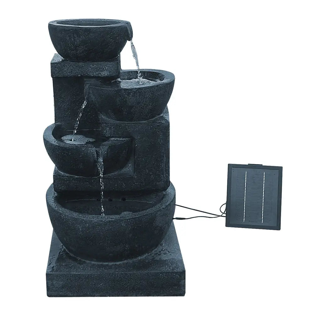 Gardeon Solar Water Feature with LED Lights 4-Tier Blue 72cm - Home & Garden > Fountains
