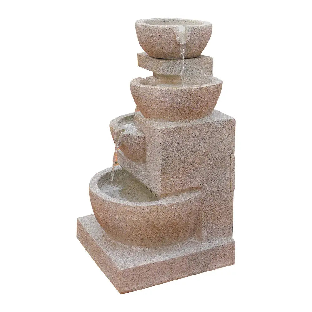 Gardeon Solar Water Feature with LED Lights 4-Tier Sand 72cm - Home & Garden > Fountains