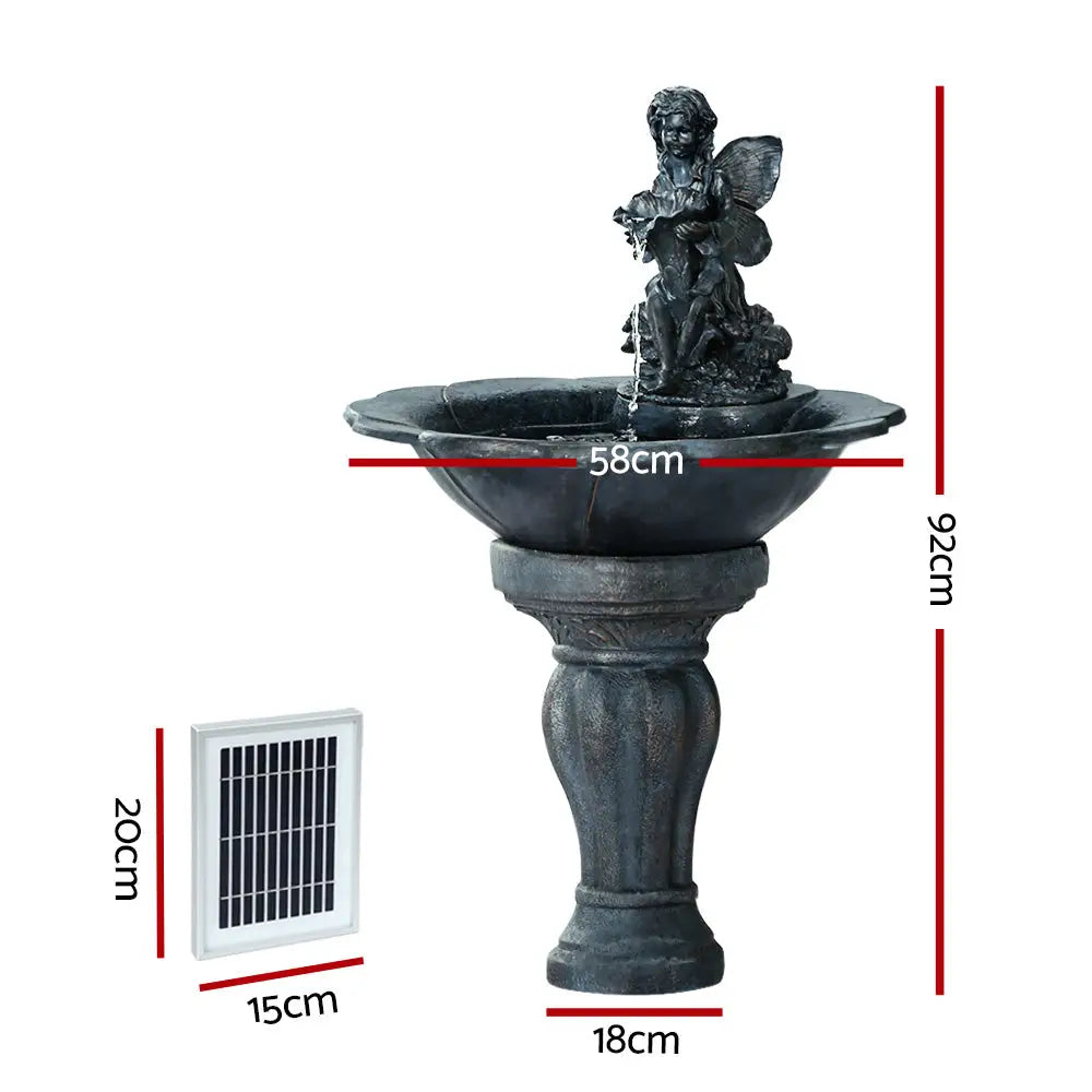 Gardeon Solar Water Feature with LED Lights Angel 94cm - Home & Garden > Fountains