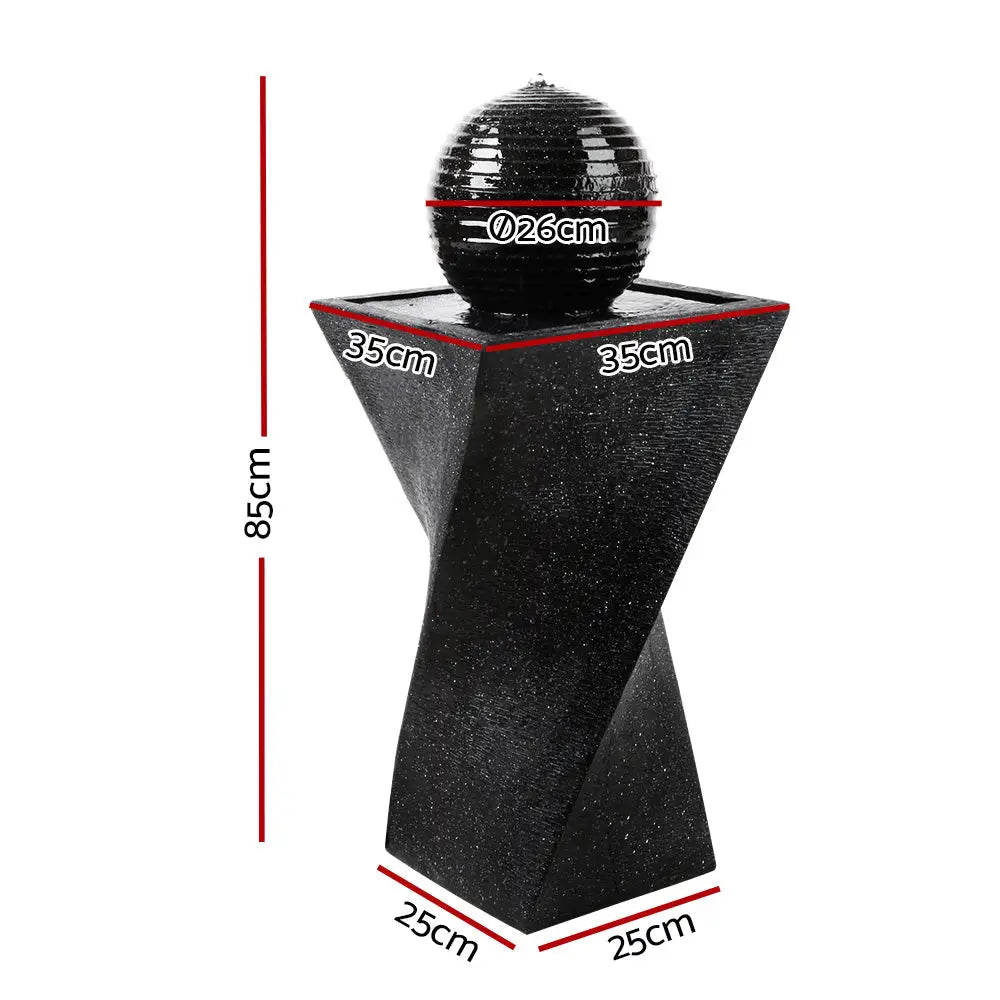 Gardeon Solar Water Feature with LED Lights Black 85cm - Home & Garden > Fountains