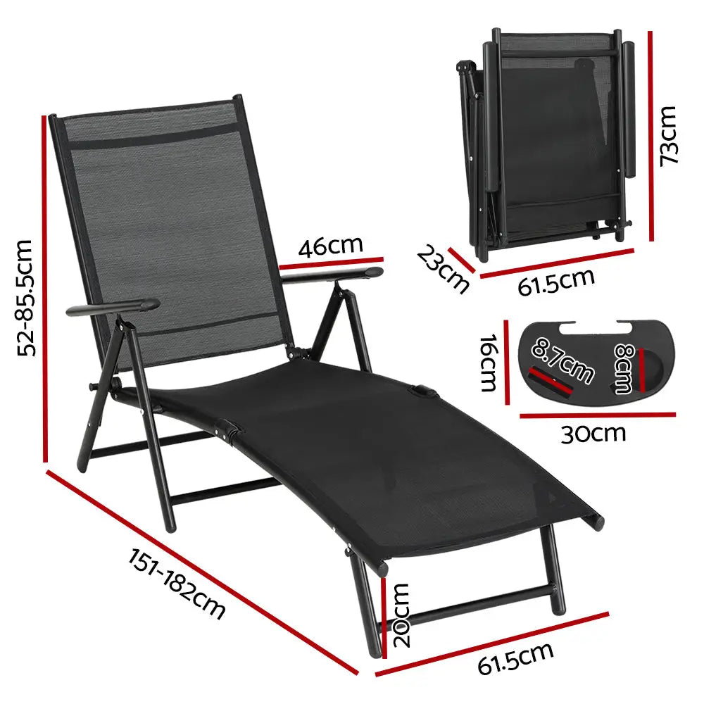 Gardeon Sun Lounge Outdoor Lounger Aluminium Folding Beach Chair Camping Patio - Furniture > Outdoor