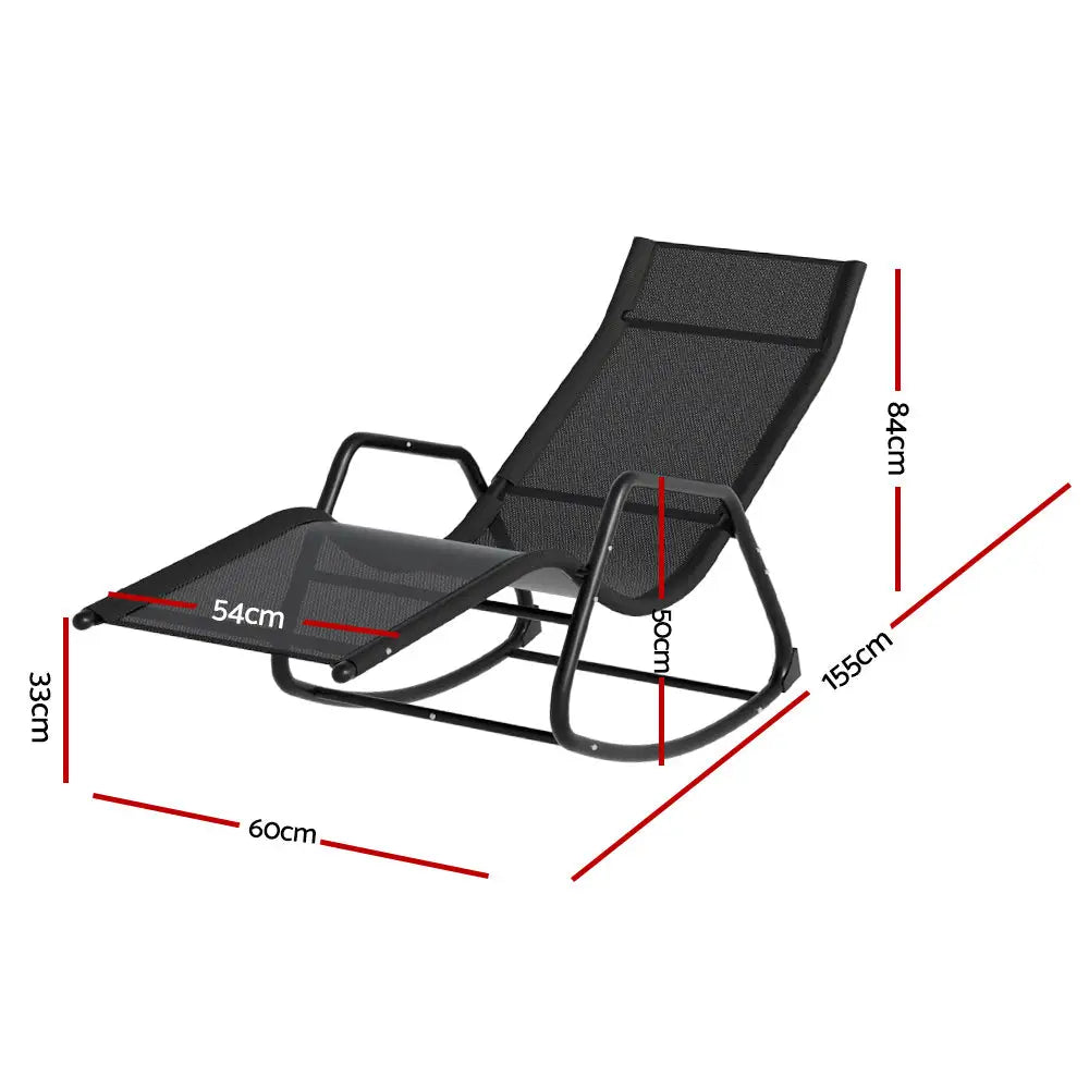 Gardeon Sun Lounge Rocking Chair Outdoor Lounger Patio Furniture Pool Garden - Furniture > Outdoor