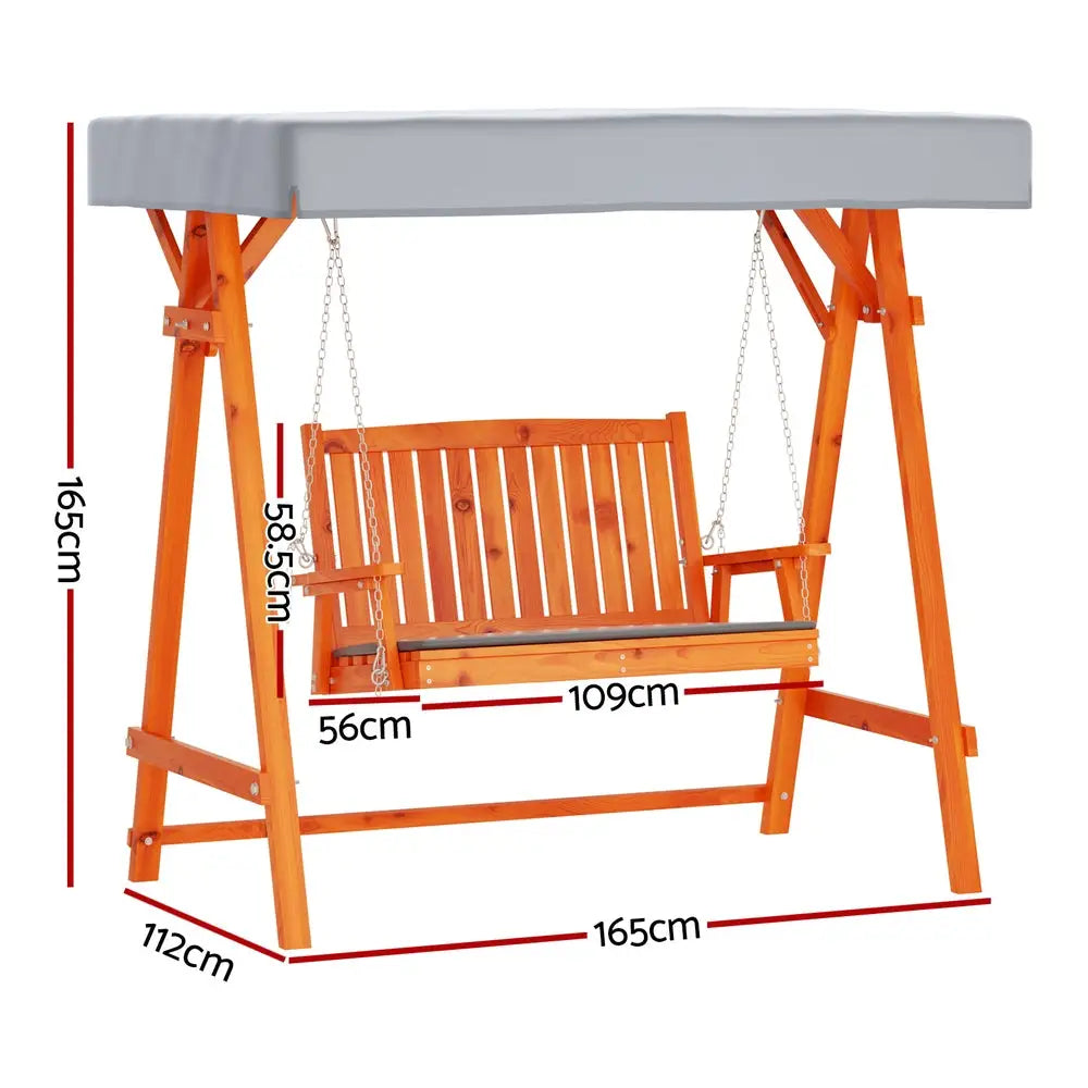Gardeon Swing Chair Wooden Garden Bench Canopy 2 Seater Outdoor Furniture - Furniture > Outdoor