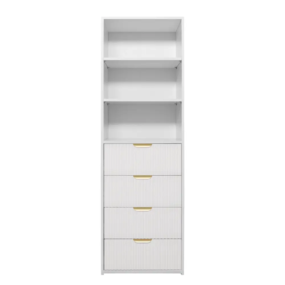 GENEVA 3 SHELF 4 DRAWER BUILT IN WARDROBE - WHITE - FLUTED - PULL BRASS - Home & Garden > Storage > Clothing & Wardrobe