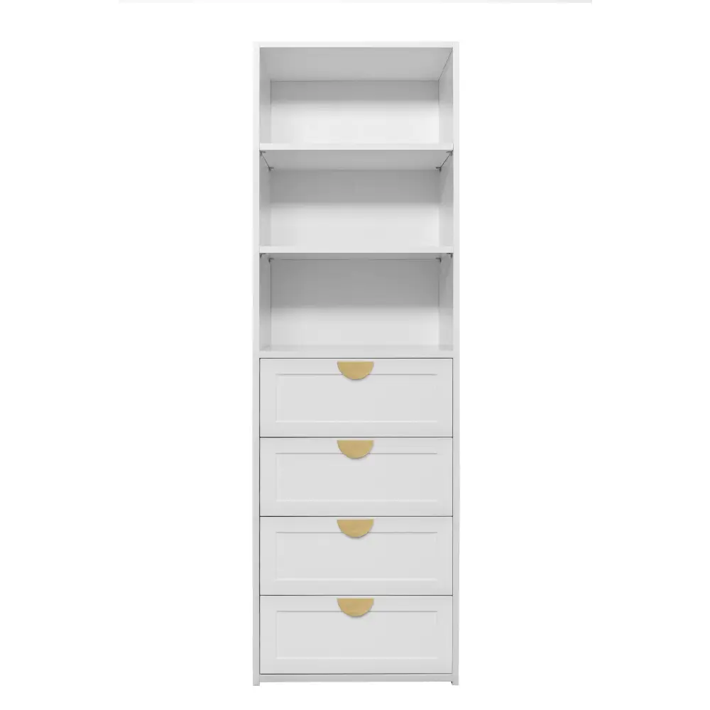GENEVA 3 SHELF 4 DRAWER BUILT IN WARDROBE - WHITE - HAMPTON - HALF MOON BRASS - Home & Garden > Storage > Clothing &