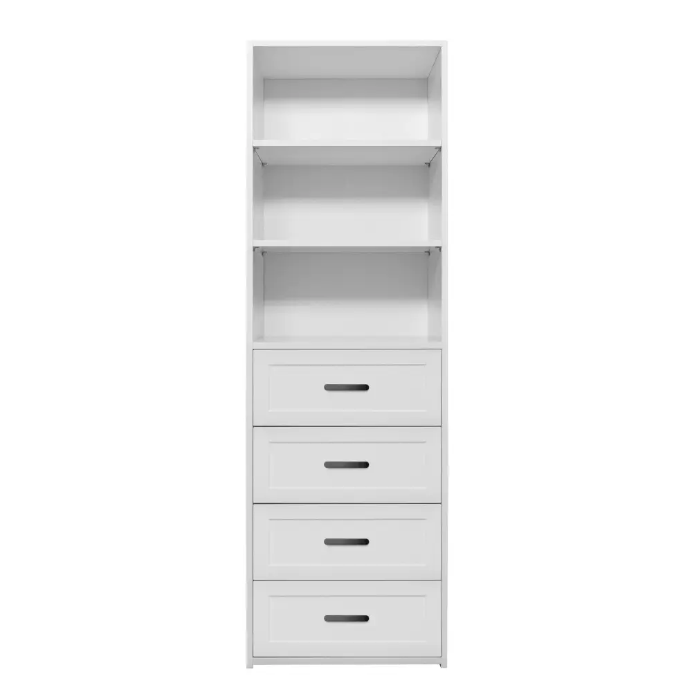 GENEVA 3 SHELF 4 DRAWER BUILT IN WARDROBE - WHITE - HAMPTON - OVAL BLACK - Home & Garden > Storage > Clothing &