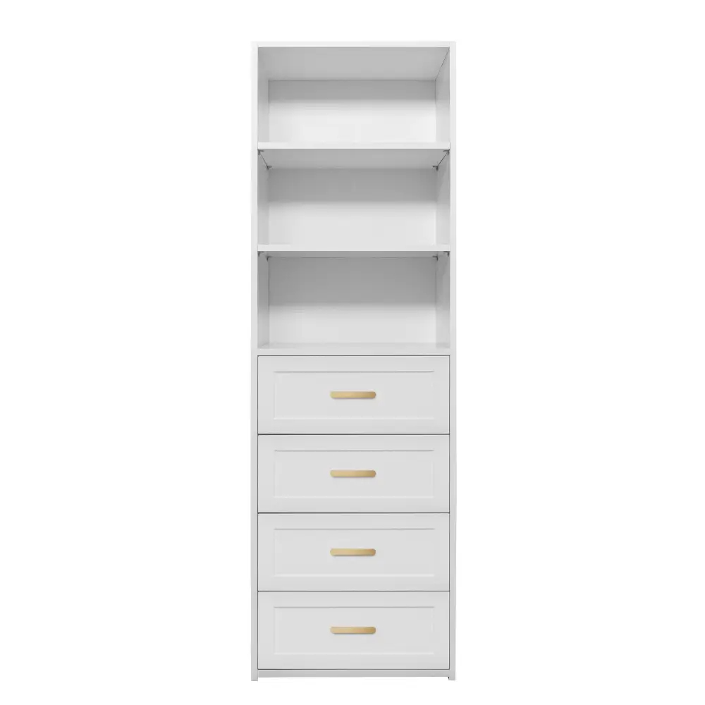 GENEVA 3 SHELF 4 DRAWER BUILT IN WARDROBE - WHITE - HAMPTON - OVAL BRASS - Home & Garden > Storage > Clothing &