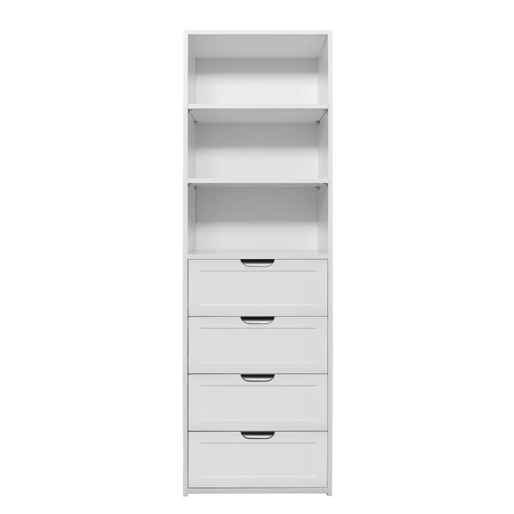 GENEVA 3 SHELF 4 DRAWER BUILT IN WARDROBE - WHITE - HAMPTON - PULL BLACK - Home & Garden > Storage > Clothing &