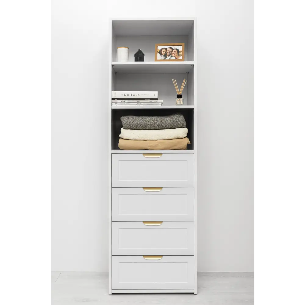 GENEVA 3 SHELF 4 DRAWER BUILT IN WARDROBE - WHITE - HAMPTON - PULL BRASS - Home & Garden > Storage > Clothing &