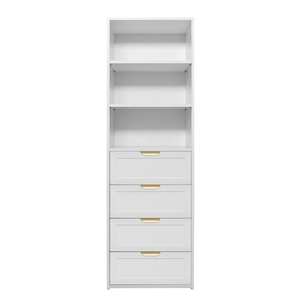 GENEVA 3 SHELF 4 DRAWER BUILT IN WARDROBE - WHITE - HAMPTON - PULL BRASS - Home & Garden > Storage > Clothing &