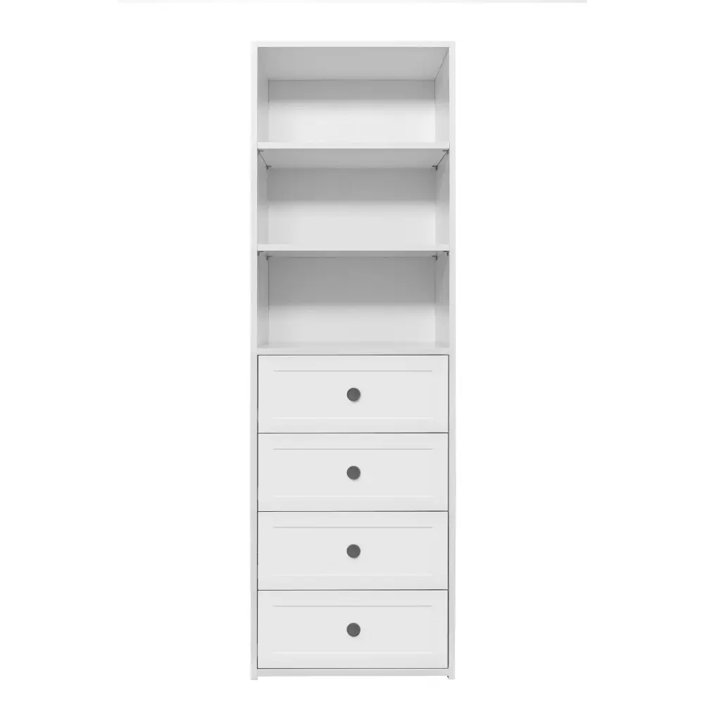 GENEVA 3 SHELF 4 DRAWER BUILT IN WARDROBE - WHITE - HAMPTON - ROUND BLACK - Home & Garden > Storage > Clothing &