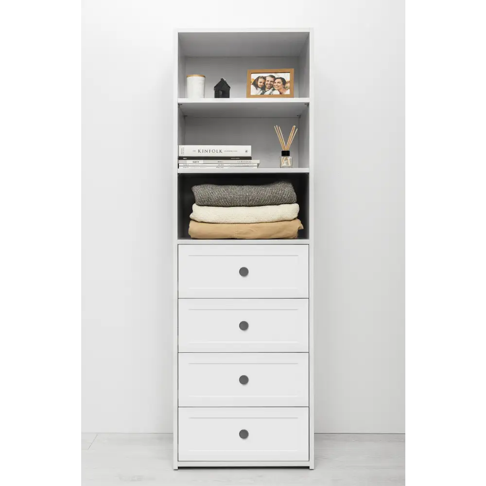 GENEVA 3 SHELF 4 DRAWER BUILT IN WARDROBE - WHITE - HAMPTON - ROUND BLACK - Home & Garden > Storage > Clothing &