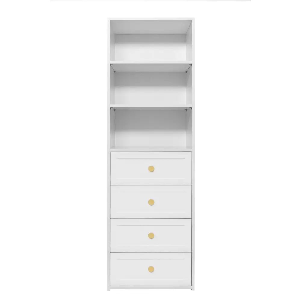 GENEVA 3 SHELF 4 DRAWER BUILT IN WARDROBE - WHITE - HAMPTON - ROUND BRASS - Home & Garden > Storage > Clothing &