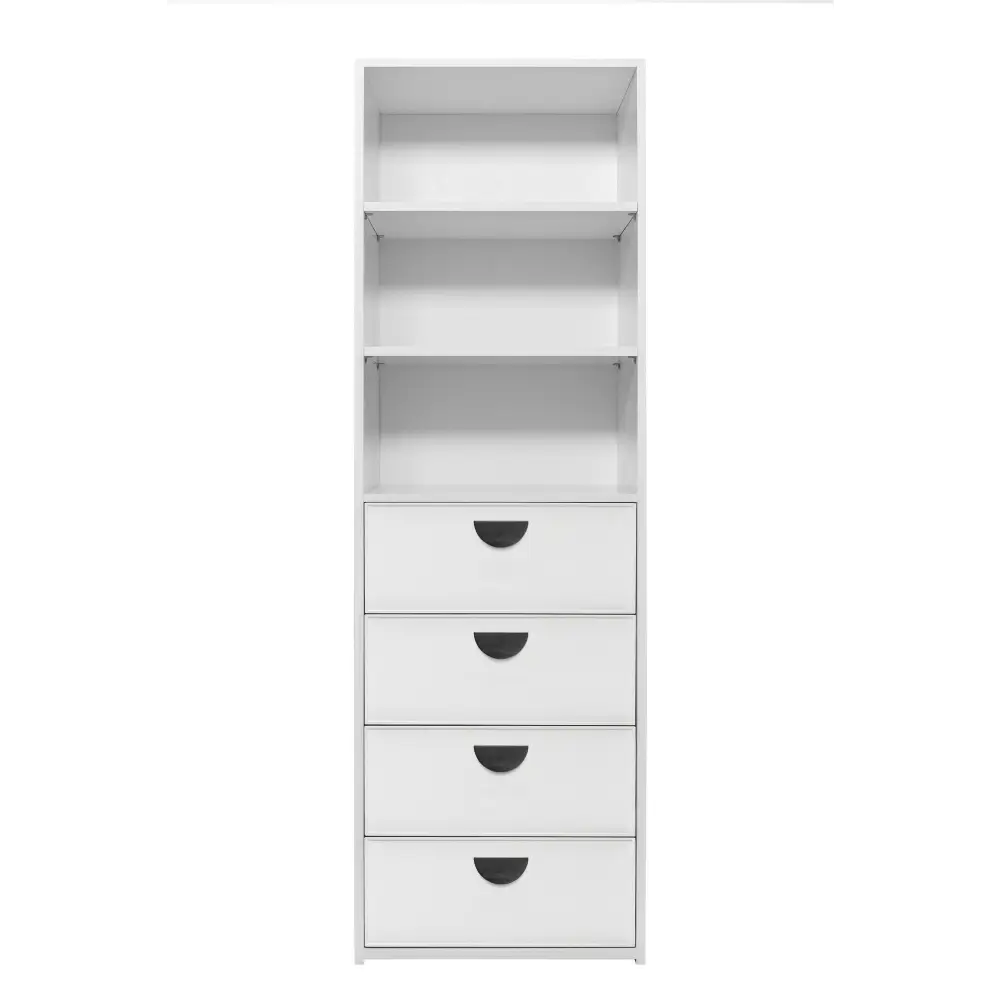 GENEVA 3 SHELF 4 DRAWER BUILT IN WARDROBE - WHITE - SLIM - HALF MOON BLACK - Home & Garden > Storage > Clothing &