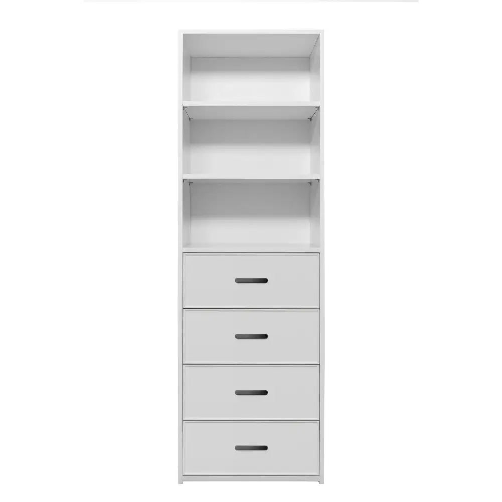 GENEVA 3 SHELF 4 DRAWER BUILT IN WARDROBE - WHITE - SLIM - OVAL BLACK - Home & Garden > Storage > Clothing & Wardrobe