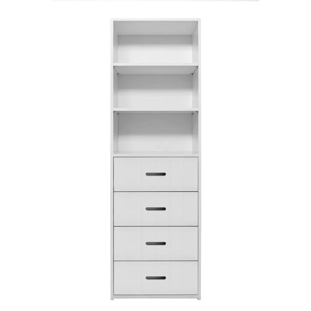 GENEVA 3 SHELF 4 DRAWER BUILT IN WARDROBE - WHITE - VJ PANEL - OVAL BLACK - Home & Garden > Storage > Clothing &