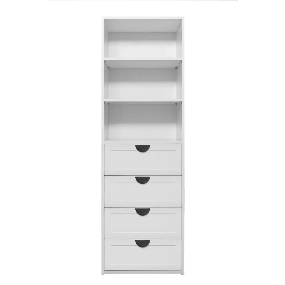 Geneva Hampton Half Moon Black 3/4 Shelf & Drawer Build In Wardrobe - White - Home & Garden > Storage > Clothing &
