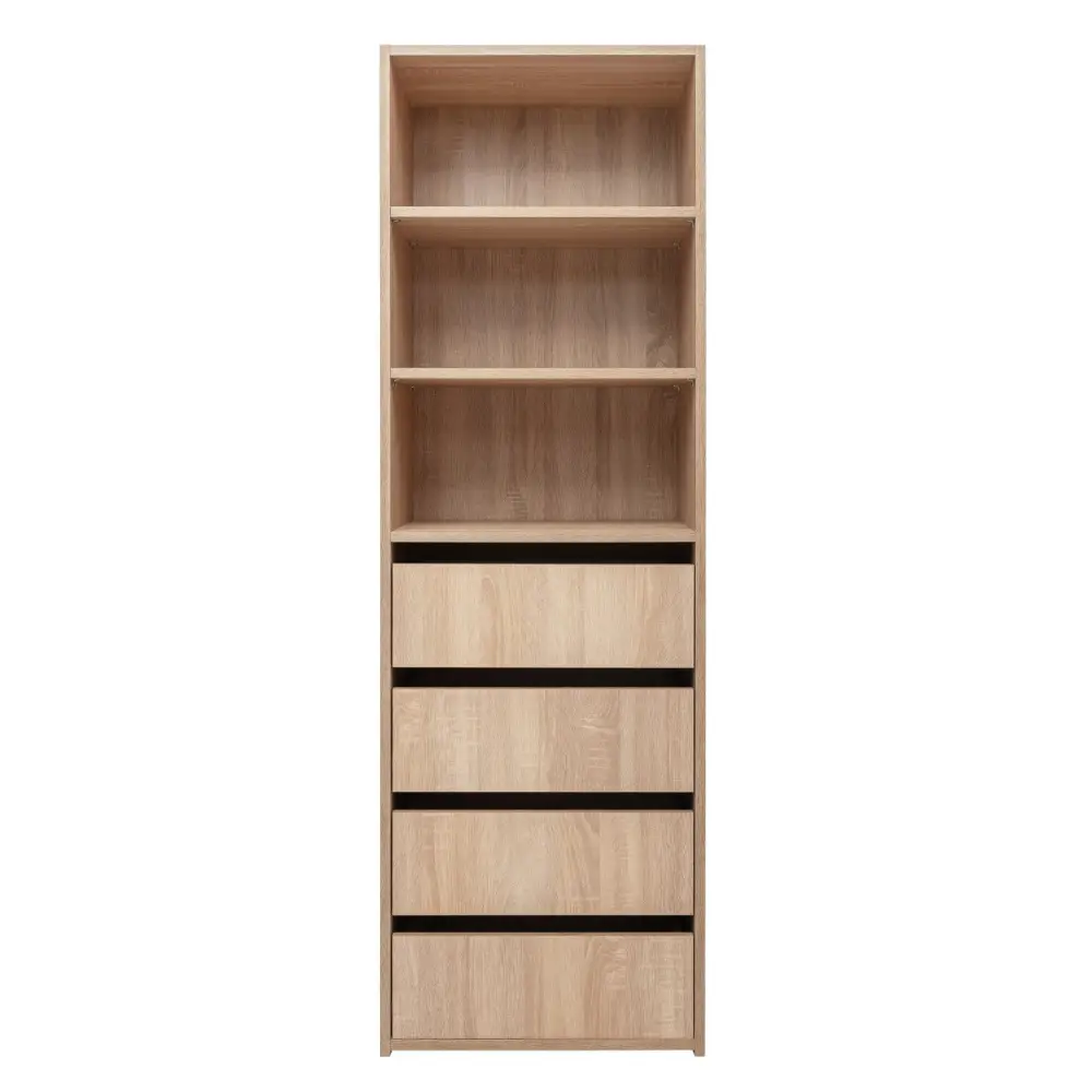 GENEVA THREE SHELF/FOUR DRAWER BUILT IN WARDROBE - CLASSIC - NATURAL OAK - Furniture > Living Room