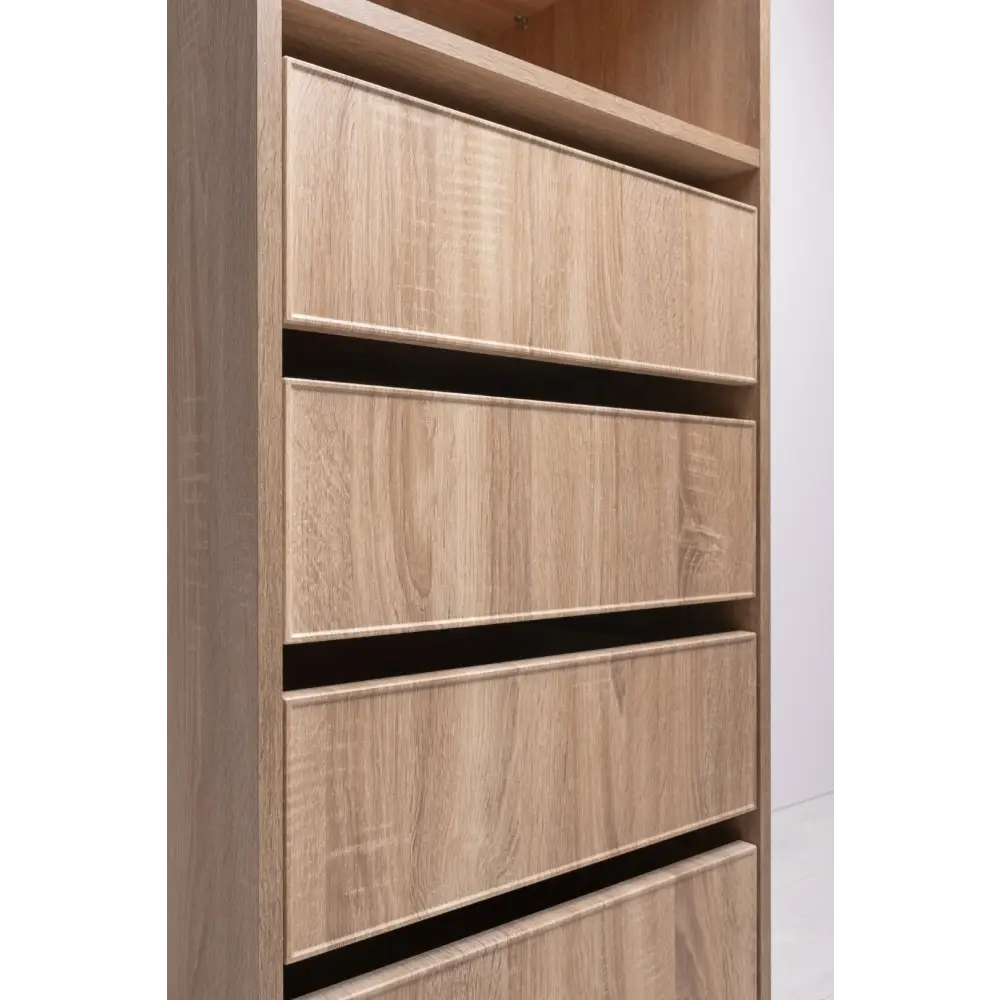 GENEVA THREE SHELF/FOUR DRAWER BUILT IN WARDROBE - SLIM SHAKER - NATURAL OAK - Furniture > Living Room
