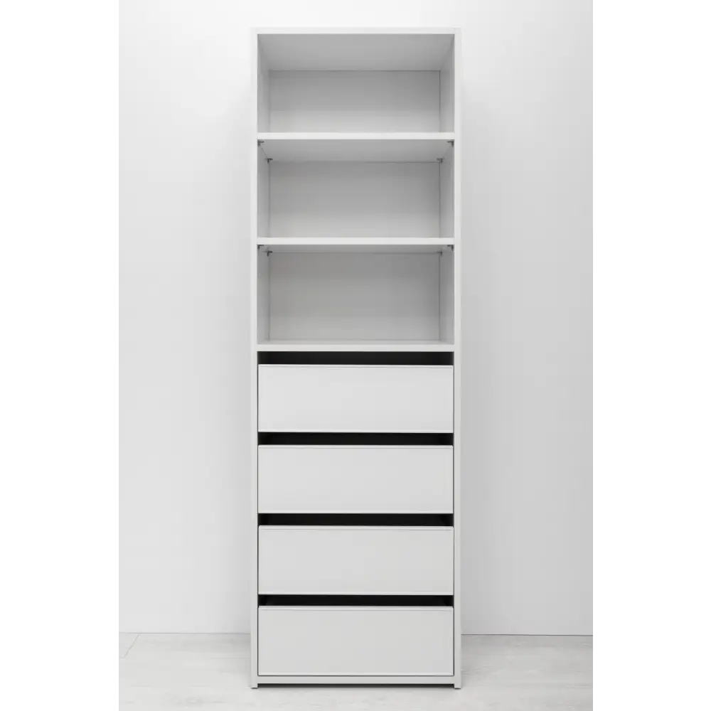 GENEVA THREE SHELF/FOUR DRAWER BUILT IN WARDROBE - SLIM SHAKER - WHITE - Furniture > Living Room