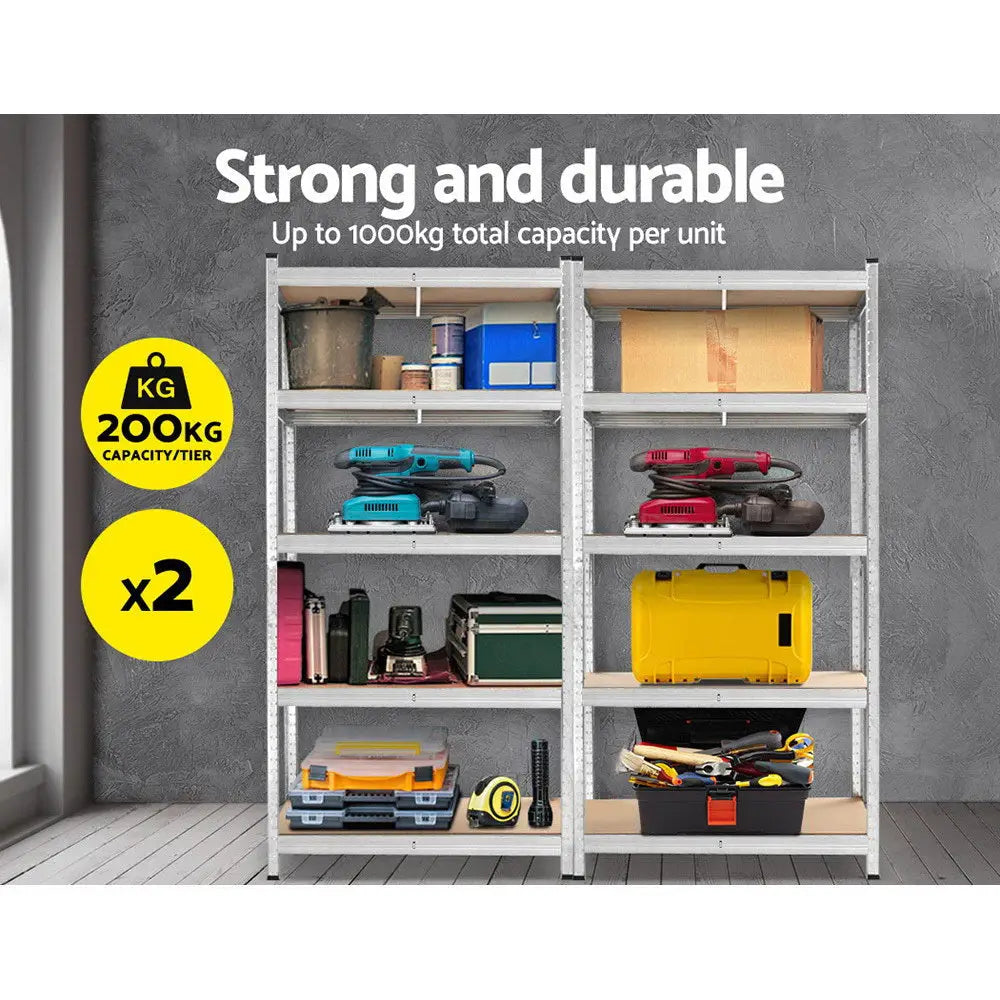 Giantz 2x1.8M Garage Shelving Warehouse Rack Pallet Racking Storage Shelf Silver - Home & Garden > Storage
