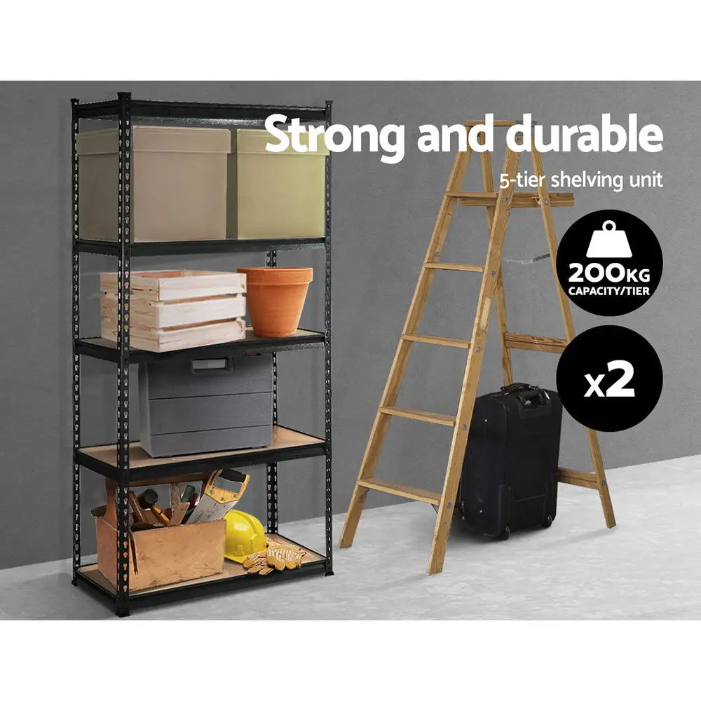 Giantz 2x1.8M Garage Shelving Warehouse Rack Pallet Racking Storage Shelve Black - Home & Garden > Storage